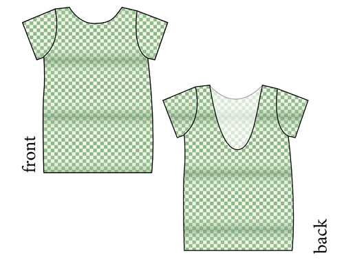 Green Check Low Back Ballerina Tee