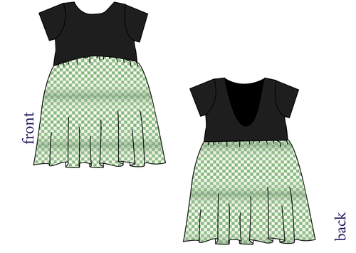 Green Check Low Back Dress