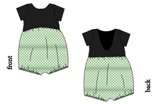 Load image into Gallery viewer, Green Check Low Back Romper and Bubble Romper