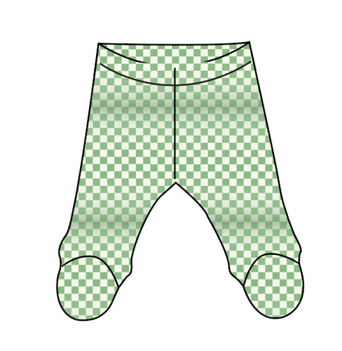 Green Check Newborn Footed Pants