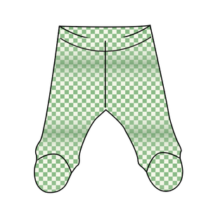 Green Check Newborn Footed Pants