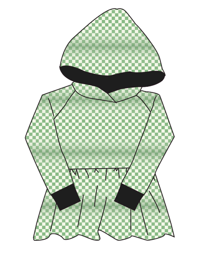 Green Check Peplum Hoodie (or Crewneck)