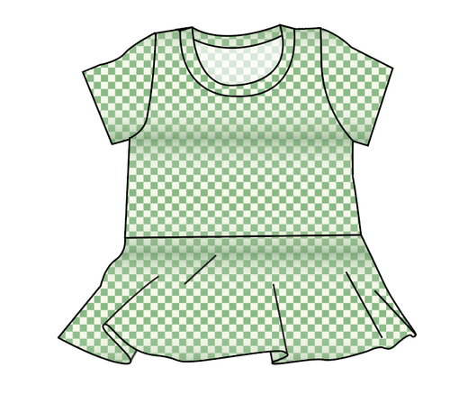 Green Check Peplum Top