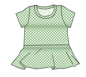 Green Check Peplum Top