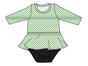 Green Check Peplum Top