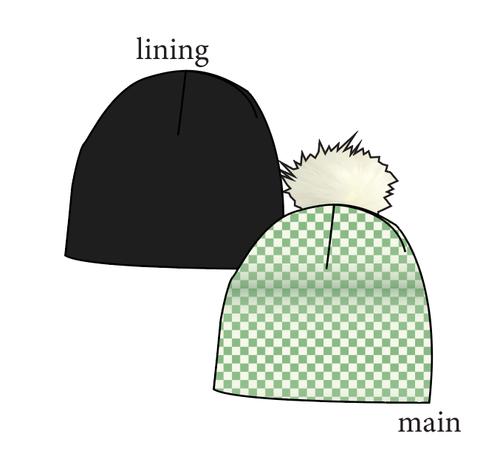 Green Check Slouchy Beanie (Reversible!)