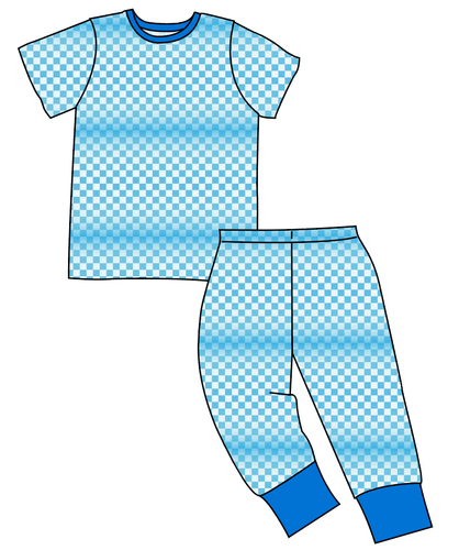 Blue Check Basic Loungewear Set