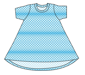 Blue Check Basic T-Shirt Dress