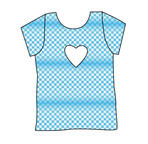 Blue Check Cambria Heart Back Tee