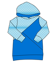 Load image into Gallery viewer, Blue Check Classic Hoodie (or Crewneck)