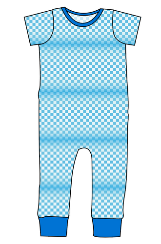 Blue Check Emmett Pants And Shorts T-Shirt Romper