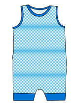 Load image into Gallery viewer, Blue Check Emmett Pants And Shorts T-Shirt Romper