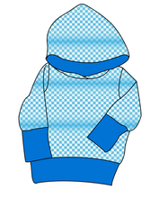 Load image into Gallery viewer, Blue Check Grow With Me Hoodie (or Crewneck)