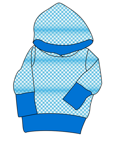 Blue Check Grow With Me Hoodie (or Crewneck)