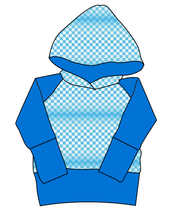 Load image into Gallery viewer, Blue Check Grow With Me Hoodie (or Crewneck)