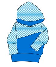Load image into Gallery viewer, Blue Check Grow With Me Hoodie (or Crewneck)