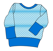 Load image into Gallery viewer, Blue Check Grow With Me Hoodie (or Crewneck)