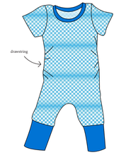 Load image into Gallery viewer, Blue Check Grow With Me Pants And Shorts Romper