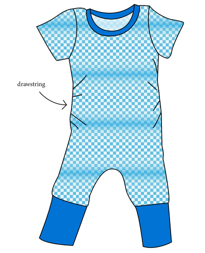 Blue Check Grow With Me Pants And Shorts Romper