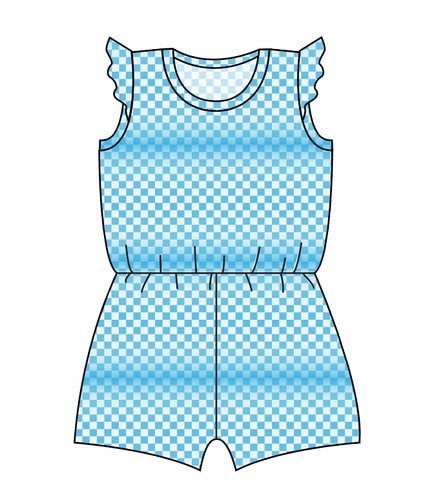 Blue Check Ivy Summer Romper