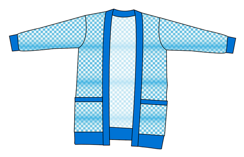 Blue Check Ladies' Grandpa Cardigan