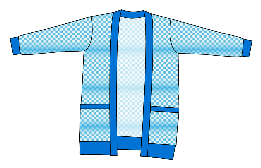 Blue Check Ladies' Grandpa Cardigan