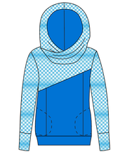 Load image into Gallery viewer, Blue Check Ladies Hoodie
