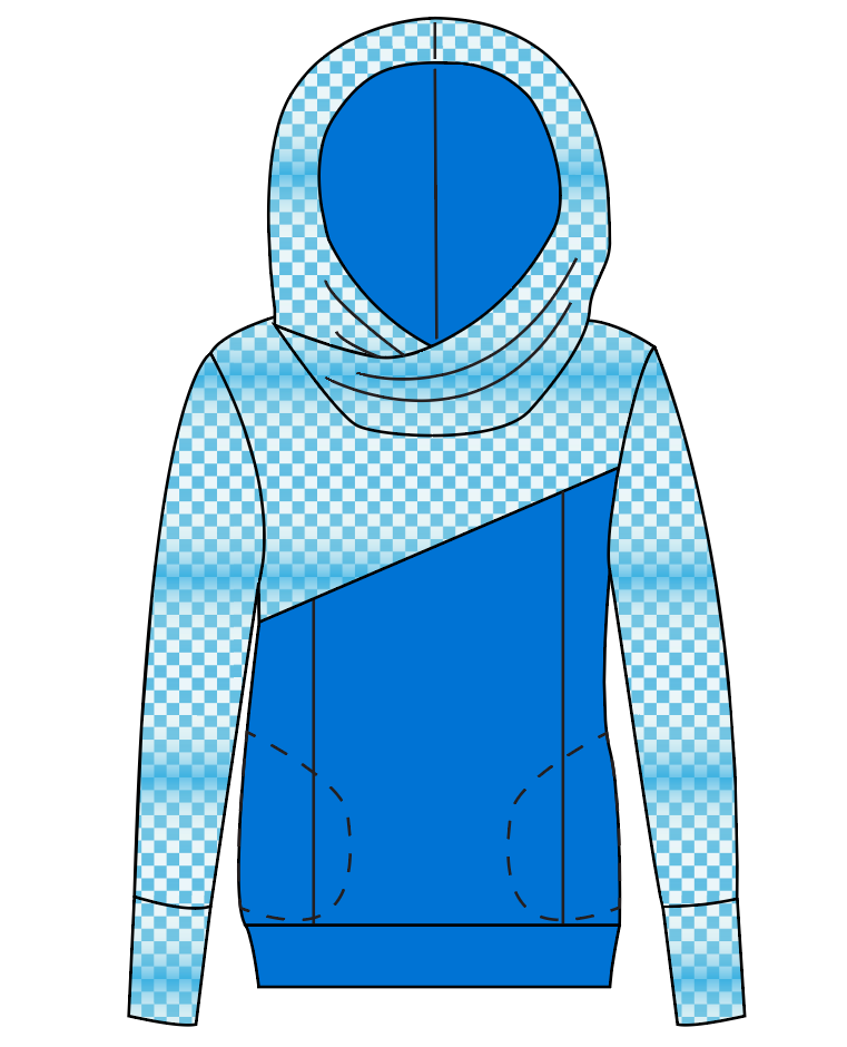 Blue Check Ladies Hoodie
