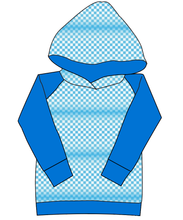 Load image into Gallery viewer, Blue Check Ladies Hoodie