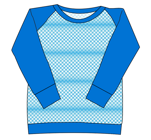 Blue Check Ladies' Classic Crewneck