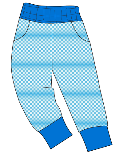 Blue Check Mens' Joggers and Jogger Shorts