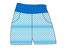 Load image into Gallery viewer, Blue Check Ladies&#39; Joggers and Jogger Shorts