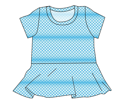 Blue Check Ladies' Peplum Top