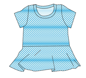 Blue Check Ladies' Peplum Top