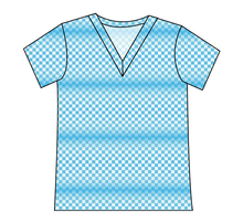 Load image into Gallery viewer, Blue Check Ladies&#39; Slouchy V-Neck Tee
