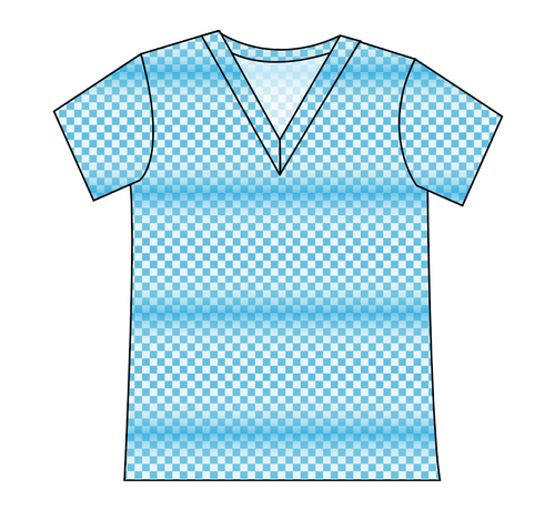 Blue Check Ladies' Slouchy V-Neck Tee