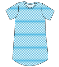 Load image into Gallery viewer, Blue Check Ladies&#39; T-Shirt Dress