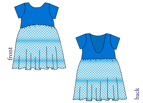 Blue Check Low Back Dress