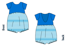 Load image into Gallery viewer, Blue Check Low Back Romper and Bubble Romper