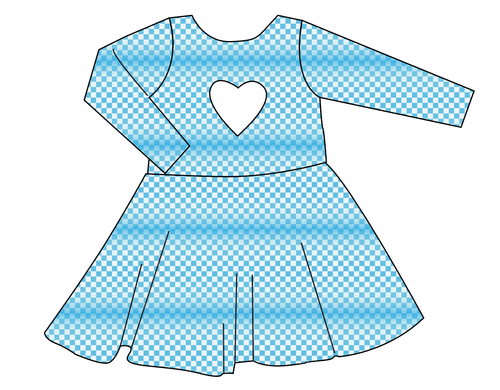 Blue Check Molly Heart Back Twirly Dress