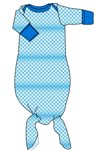 Blue Check Newborn Knotted Gown