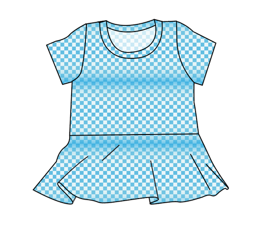 Blue Check Peplum Top