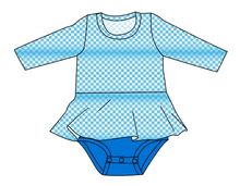 Load image into Gallery viewer, Blue Check Peplum Top