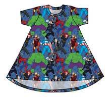 Load image into Gallery viewer, Superhero Smash Basic T-Shirt Dress