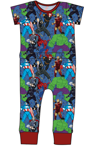 Superhero Smash Bennett Pants and Shorts Length T-Shirt Romper