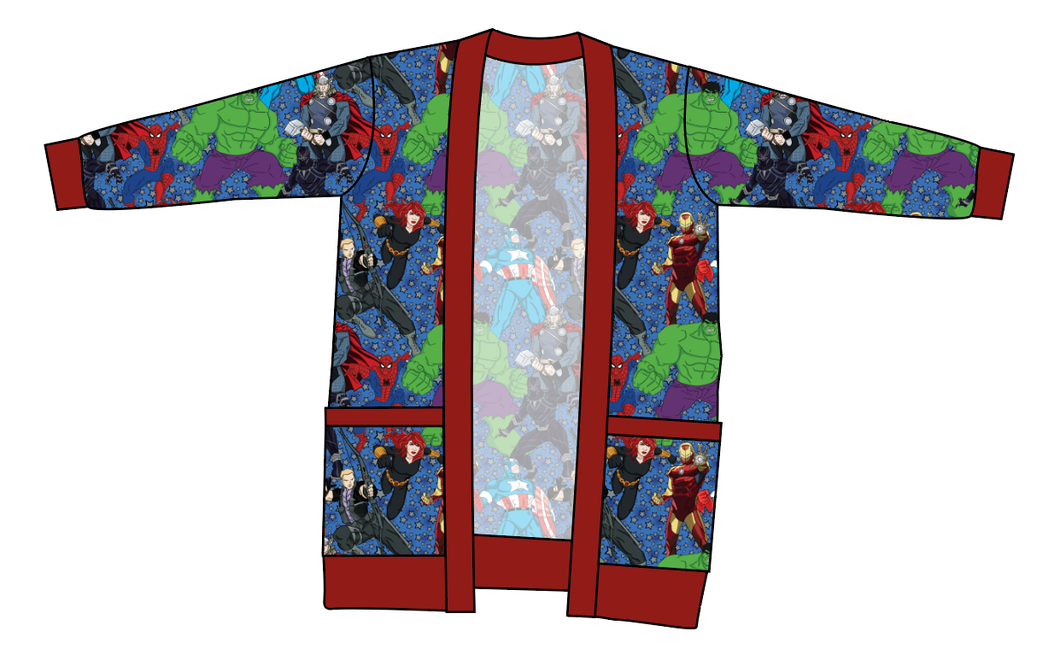 Superhero Smash Kids Grandpa Cardigan