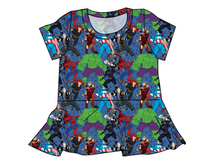 Superhero Smash Ladies' Peplum Top