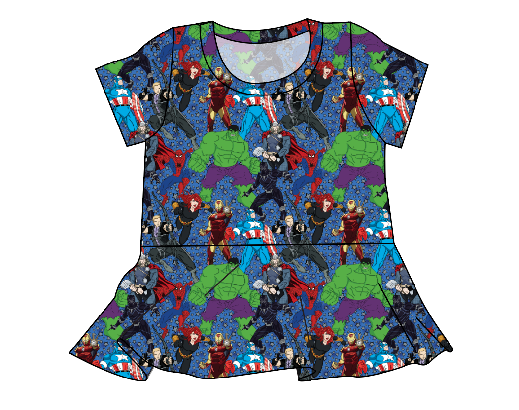 Superhero Smash Ladies' Peplum Top