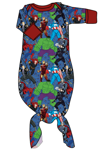 Superhero Smash Newborn Knotted Gown