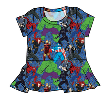 Load image into Gallery viewer, Superhero Smash Peplum Top